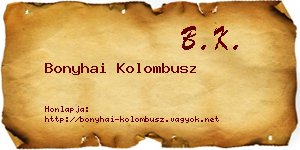 Bonyhai Kolombusz névjegykártya